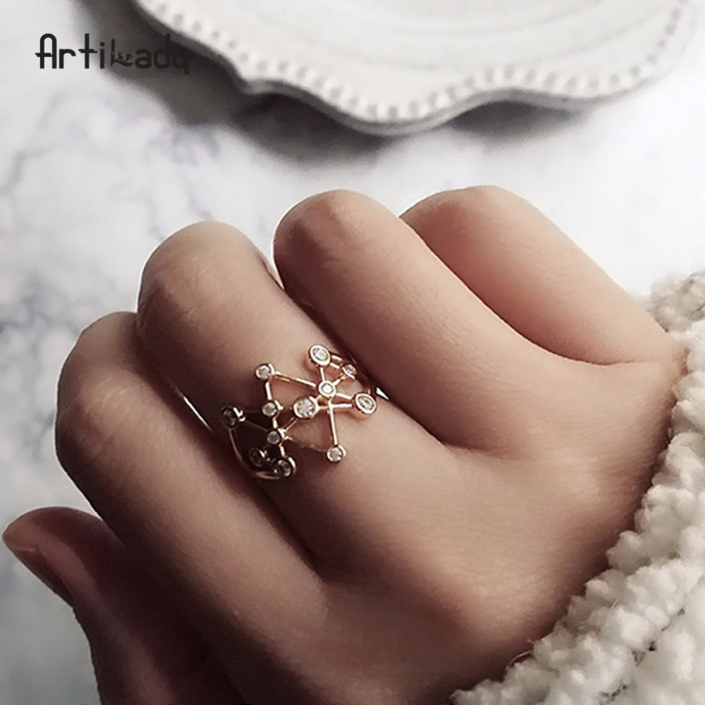 Artilady zircon wave ring for women crown tiara ring jewelry gift for women