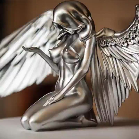 Art Angel Female Wings Kneeling Angel Wings Cape Hat Resin Ornament