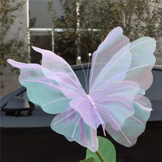 50cm Silk Yarn Artificial Butterfly Mariage Decor Wedding Party Outdoor Holiday Decoration Display Giant Gauze Fake Butterfly